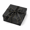 Boîte cadeau carrée 20 x 20 x 8 cm en carton noir avec ruban satin élégant