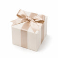 Boîte cadeau carrée 20 x 20 x 20 cm en carton ivoire avec ruban beige - emballage décoratif