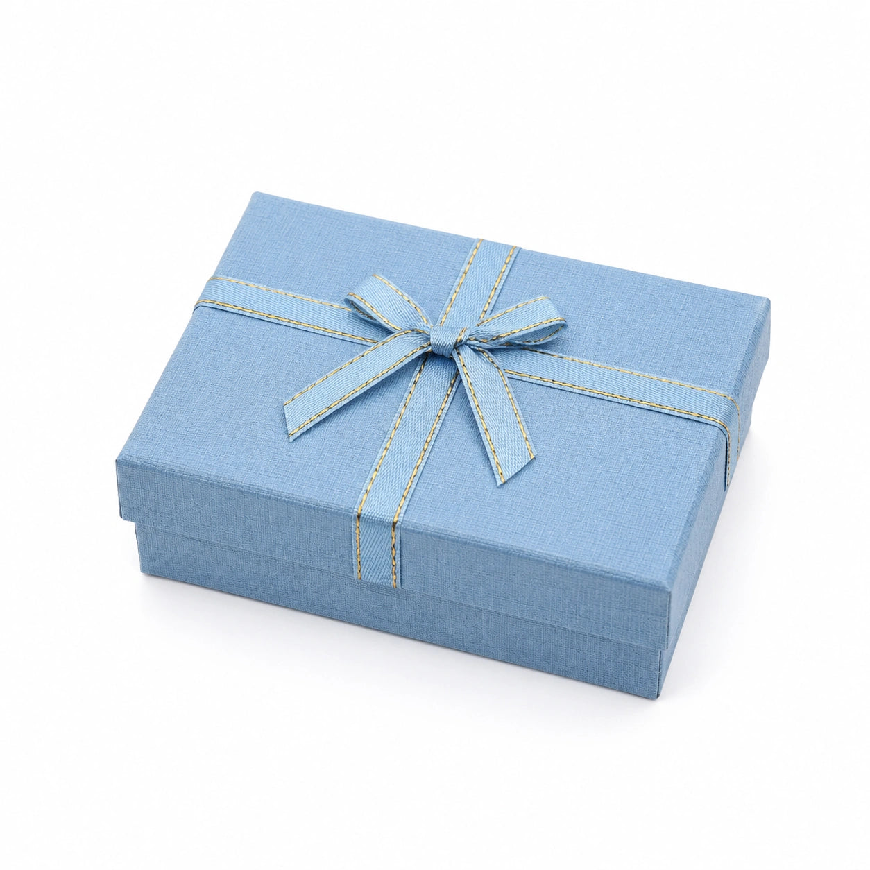 Boîte cadeau 20 x 15 x 6 cm en carton bleu avec ruban décoratif style classique