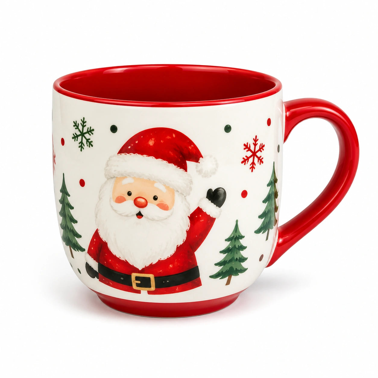 Mug en céramique 10 cm rouge et blanc pour boissons chaudes décor festif