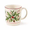 Mug en céramique 0.40 L ivoire à motif végétal avec anse style hivernal