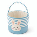 Panier de rangement rond 30 cm en textile bleu blanc à poignée motif lapin