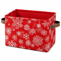 Panier de rangement 33 x 25 x 20 cm en tissu rouge à flocons avec poignées souples