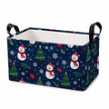 Panier de rangement 38 x 26 x 25 cm en polyester bleu marine à motifs de Noël pliable