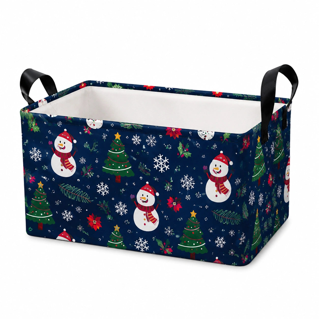 Panier de rangement 38 x 26 x 25 cm en polyester bleu marine à motifs de Noël pliable