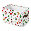 Panier de rangement 33 x 25 x 25 cm en tissu blanc imprimé Noël pliable avec poignée