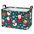 Panier de rangement 38 x 26 x 25 cm en tissu vert à motifs de Noël avec poignées