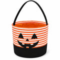 Panier de rangement rond 30 x 25 cm en tissu orange blanc à motif citrouille avec anse