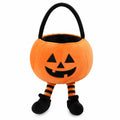 Panier de friandises citrouille 25 cm en polyester orange et noir avec poignée souple