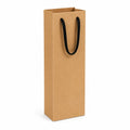 Sac cadeau 12 x 9 x 36 cm en papier kraft marron avec poignées noires pour bouteille style sobre